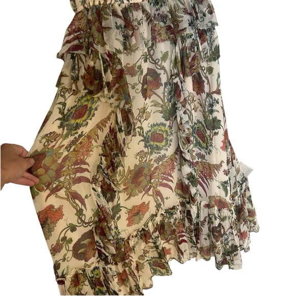 Ulla Johnson Adrienne Silk Ruffle Dress Cream Floral Size 4 Wedding Formal - Picture 14 of 16